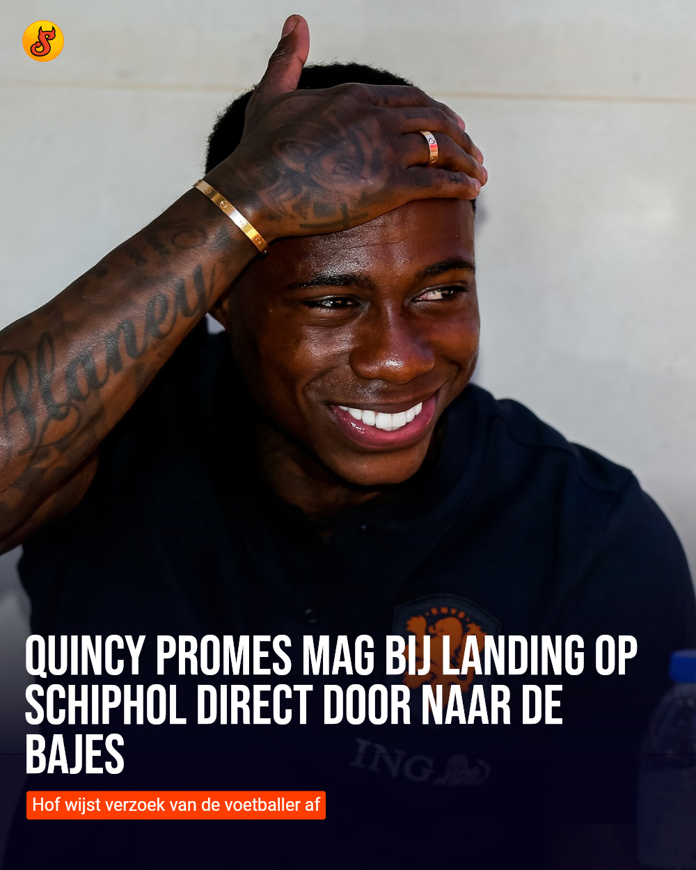 Quincy Promes mag bij landing op Schiphol direct door naar de bajes