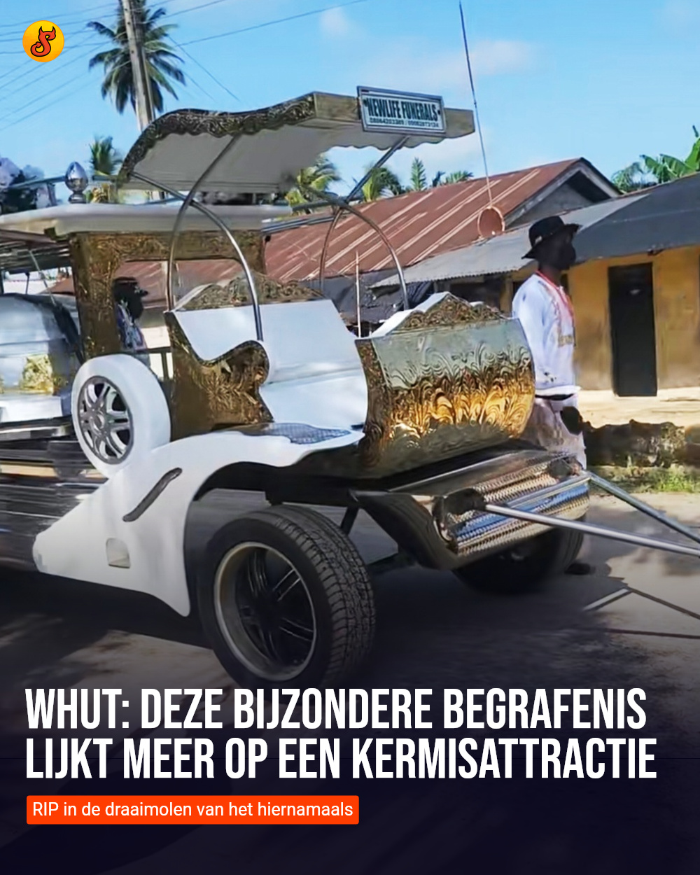 Whut: Deze bijzondere begrafenis lijkt meer op een kermisattractie