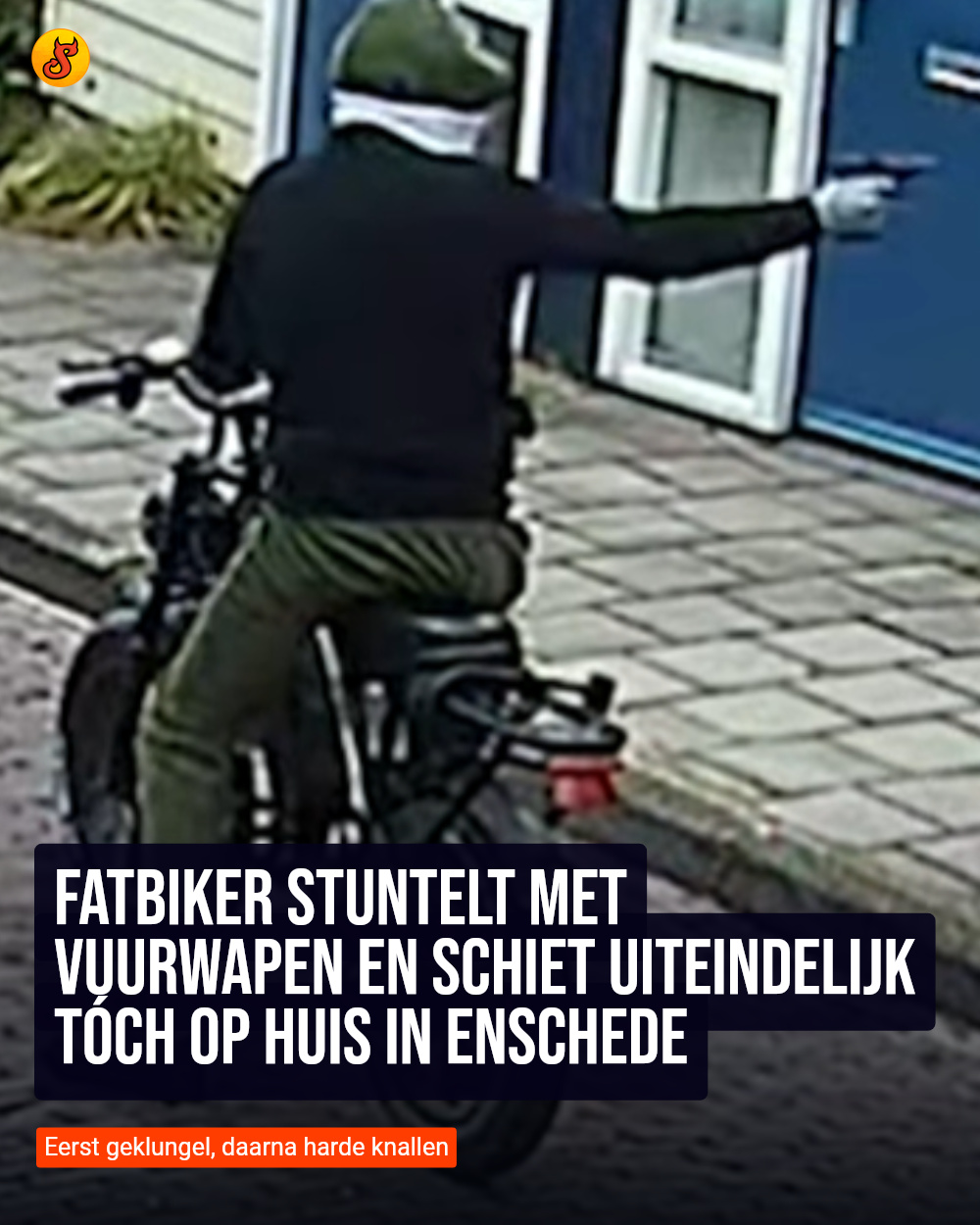 Fatbiker stuntelt met vuurwapen en schiet uiteindelijk tóch op huis in Enschede