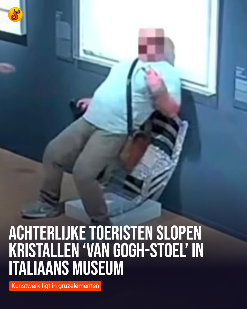 Achterlijke toeristen slopen kristallen ‘Van Gogh-stoel’ in Italiaans museum