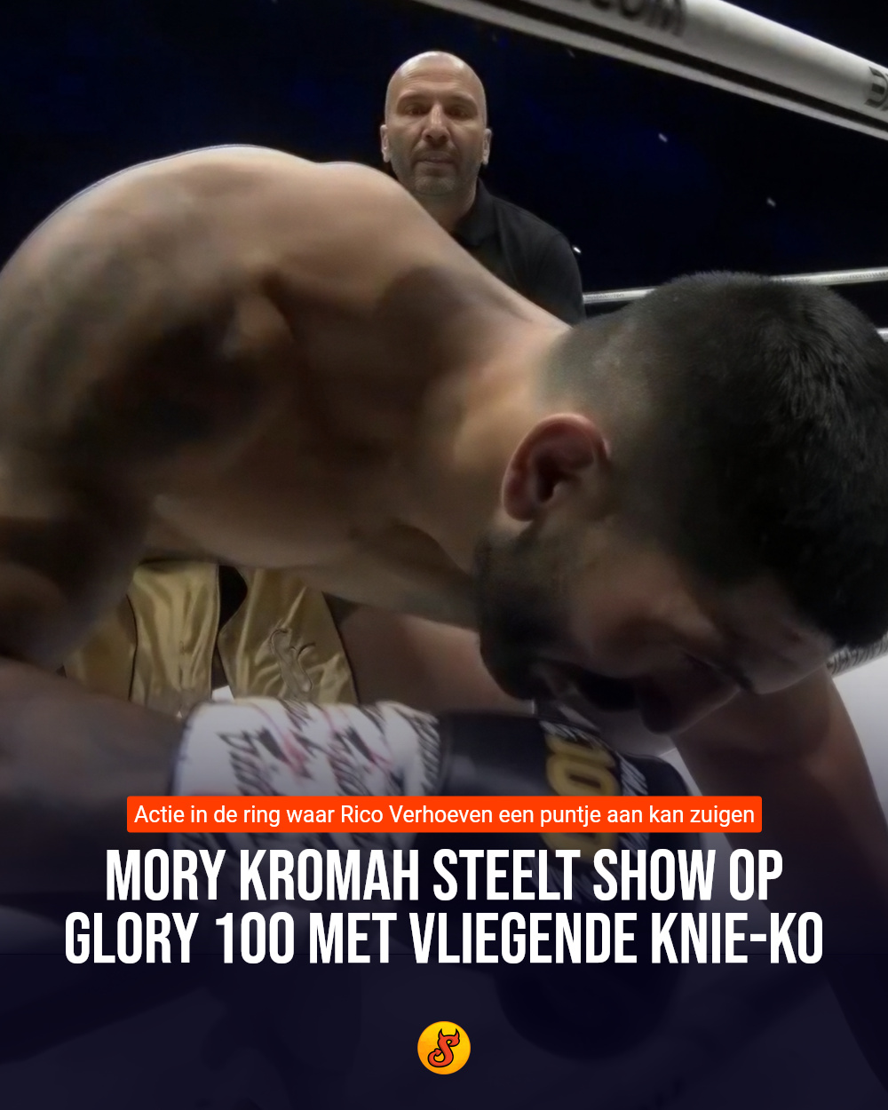 Mory Kromah steelt show op Glory 100 met vliegende knie-KO