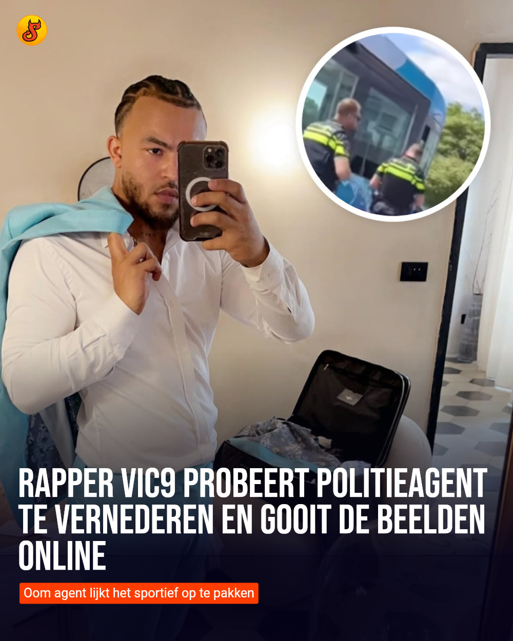 Rapper Vic9 probeert politieagent te vernederen en gooit de beelden online