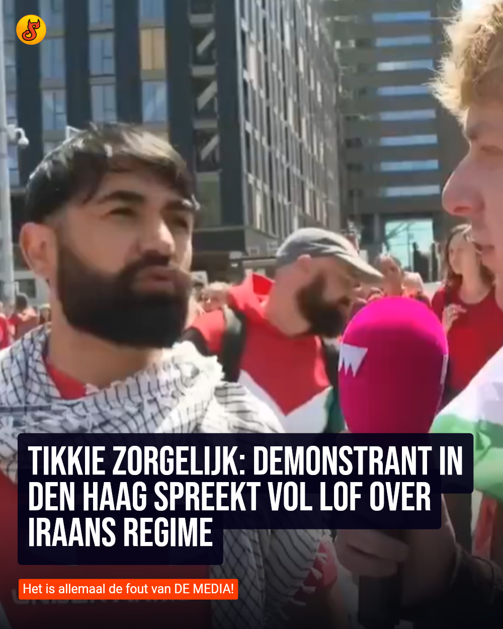 Tikkie zorgelijk: Demonstrant in Den Haag spreekt vol lof over Iraans regime