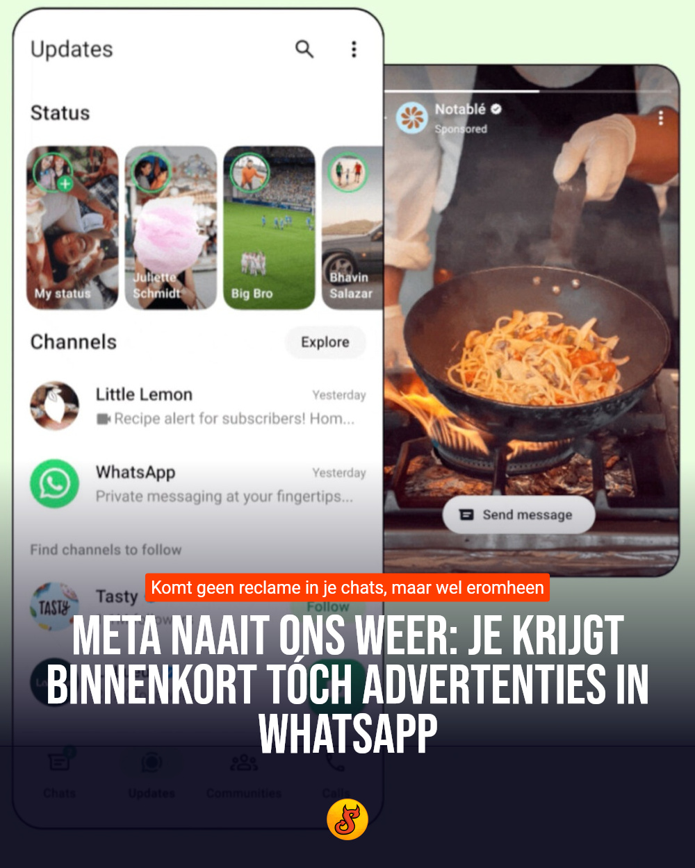 Meta naait ons weer: Je krijgt binnenkort tóch advertenties in WhatsApp
