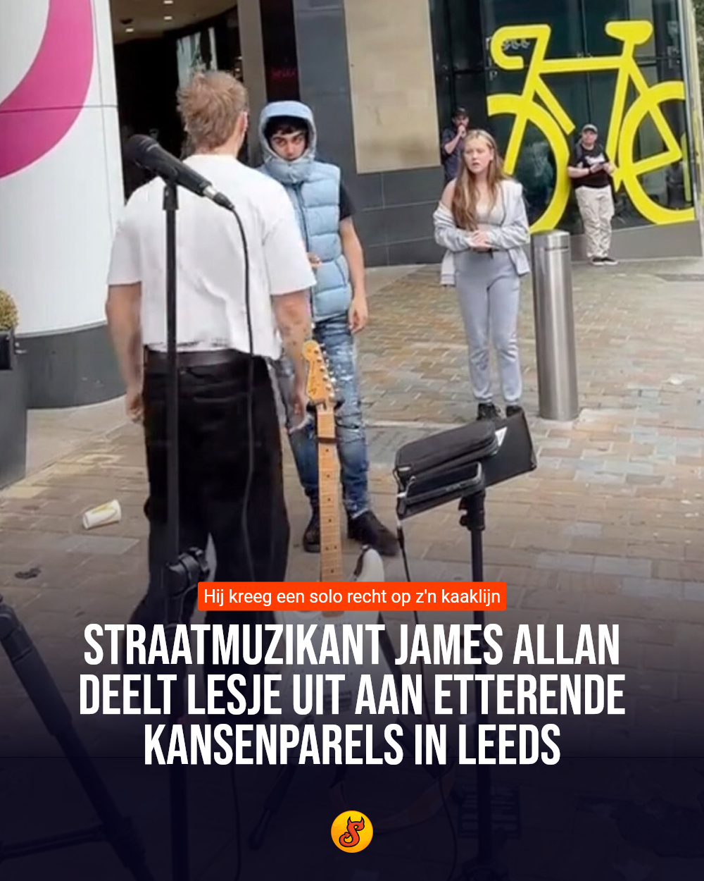 Straatmuzikant James Allan deelt lesje uit aan etterende kansenparels in Leeds