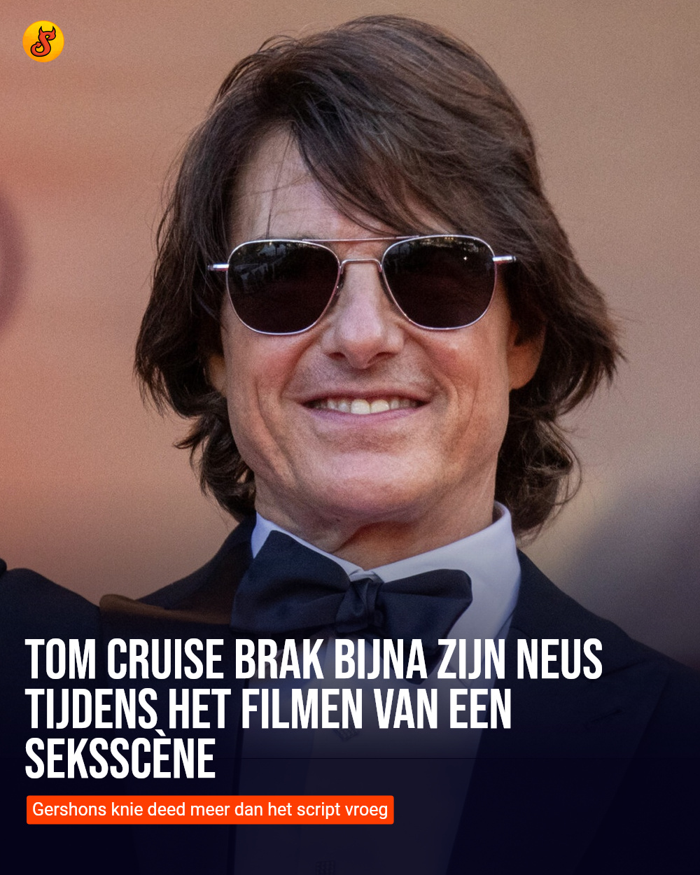 Tom Cruise brak bijna zijn neus tijdens het filmen van een seksscène