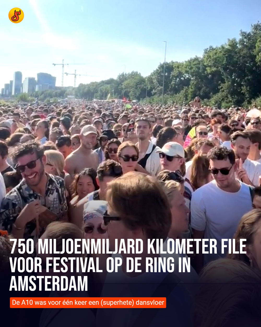 750 miljoenmiljard kilometer file voor festival op de Ring in Amsterdam