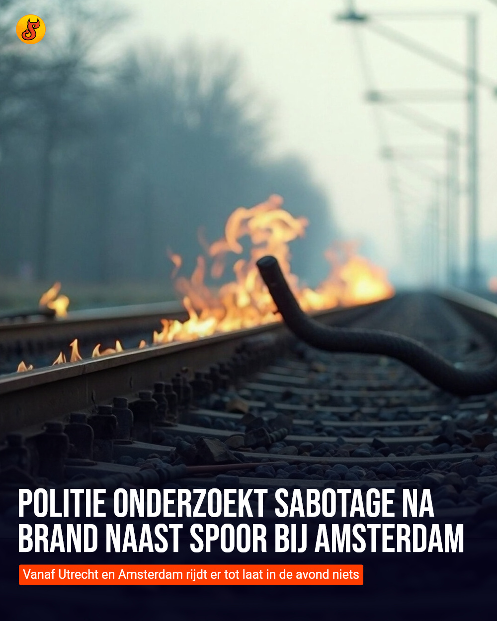 Politie onderzoekt sabotage na brand naast spoor bij Amsterdam