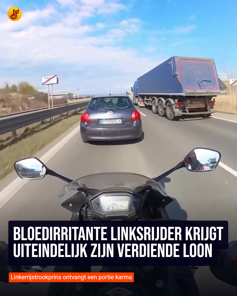 Bloedirritante linksrijder krijgt uiteindelijk zijn verdiende loon