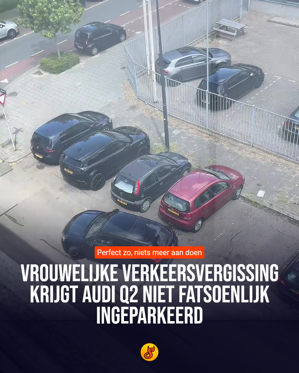 Vrouwelijke verkeersvergissing krijgt Audi Q2 niet fatsoenlijk ingeparkeerd