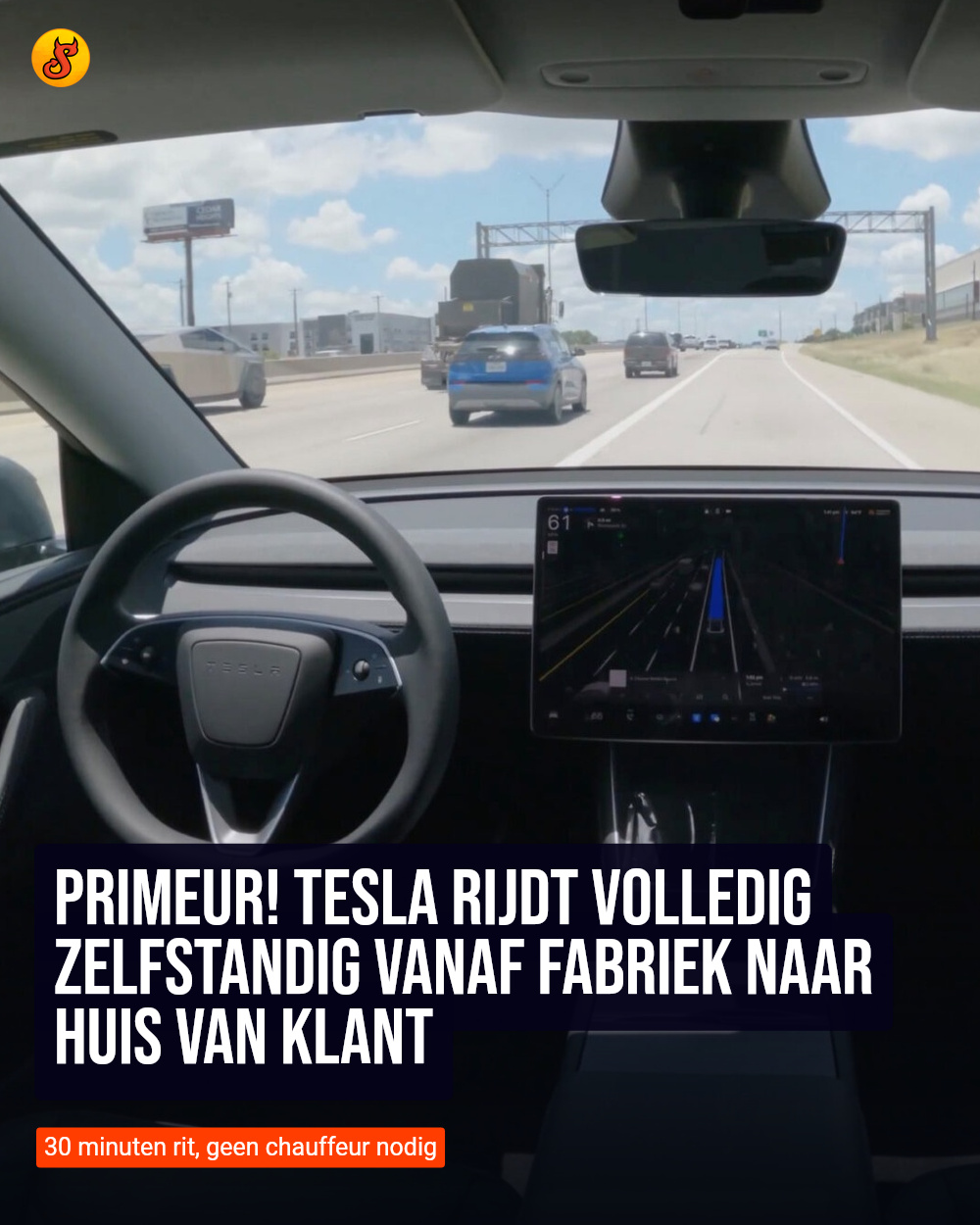 Primeur! Tesla rijdt volledig zelfstandig vanaf fabriek naar huis van klant