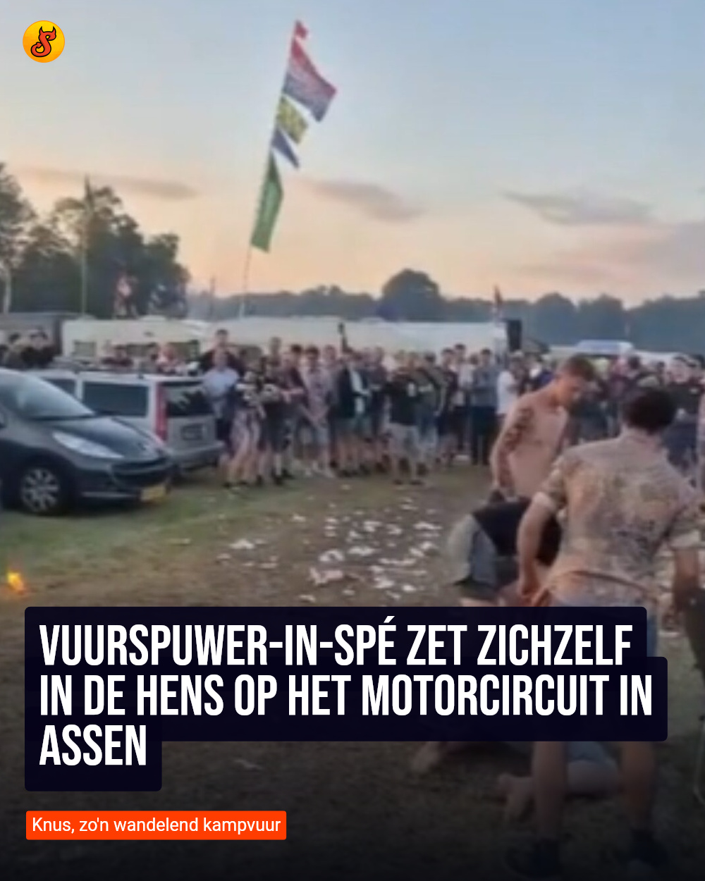 Vuurspuwer-in-spé zet zichzelf in de hens op het motorcircuit in Assen