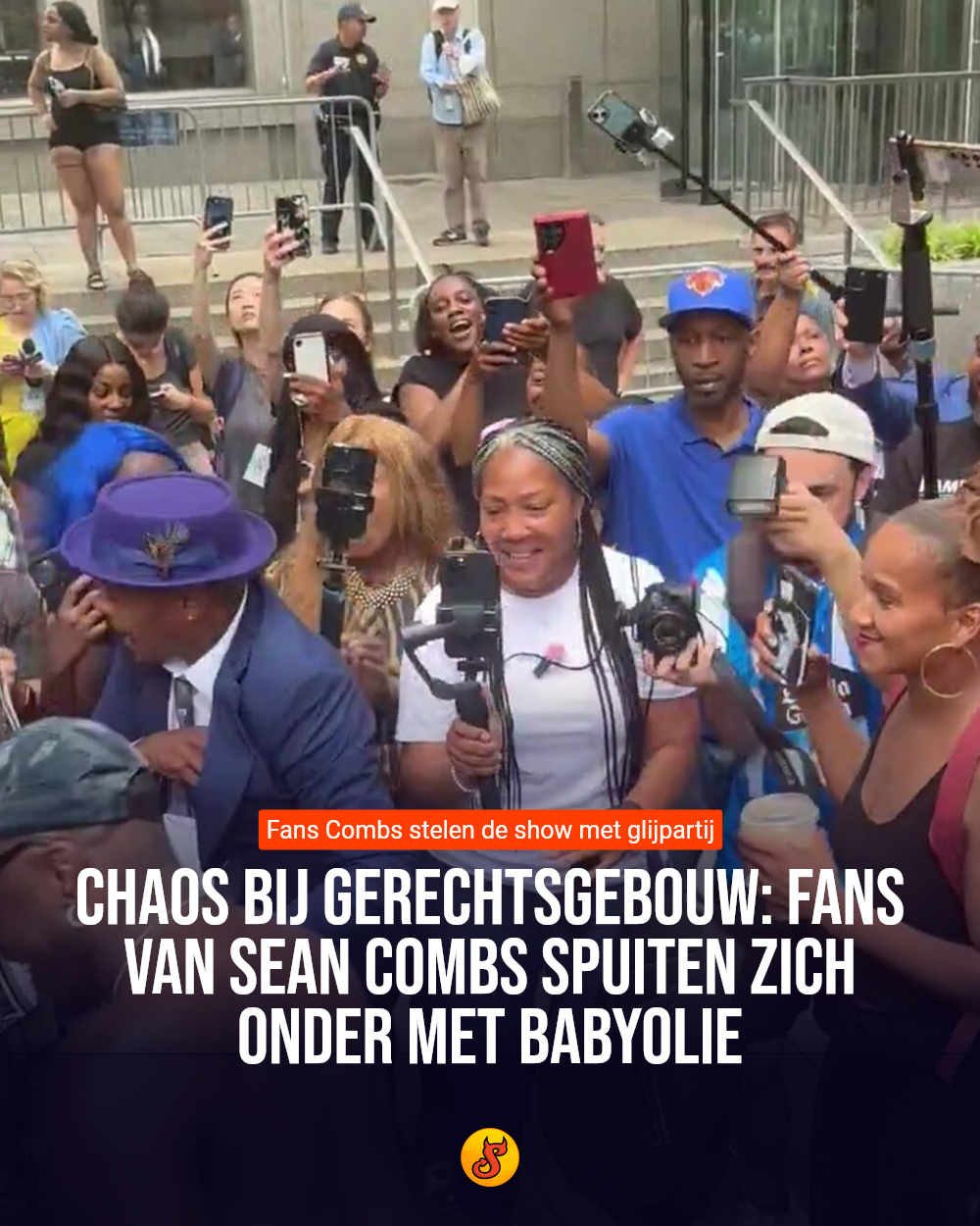 Chaos bij gerechtsgebouw: fans van Sean Combs spuiten zich onder met babyolie