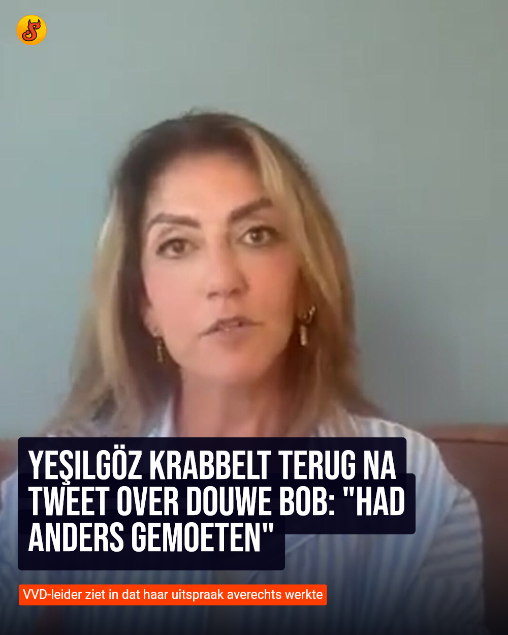 Yeşilgöz krabbelt terug na tweet over Douwe Bob: "Had anders gemoeten"