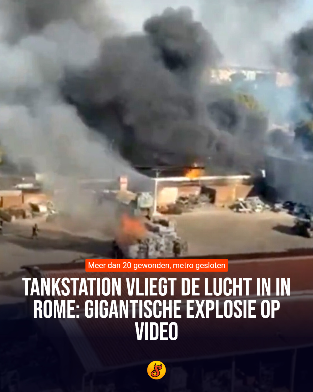 Tankstation vliegt de lucht in in Rome: gigantische explosie op video