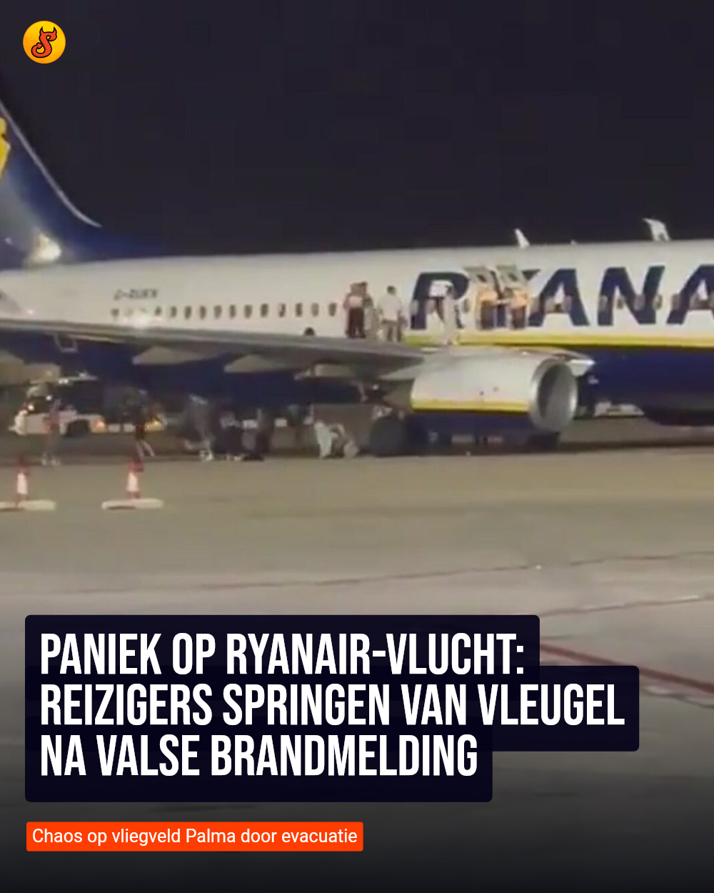 Paniek op Ryanair-vlucht: reizigers springen van vleugel na valse brandmelding