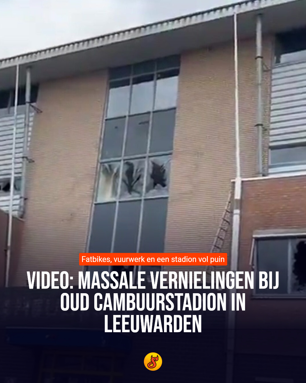 Video: Massale vernielingen bij oud Cambuurstadion in Leeuwarden