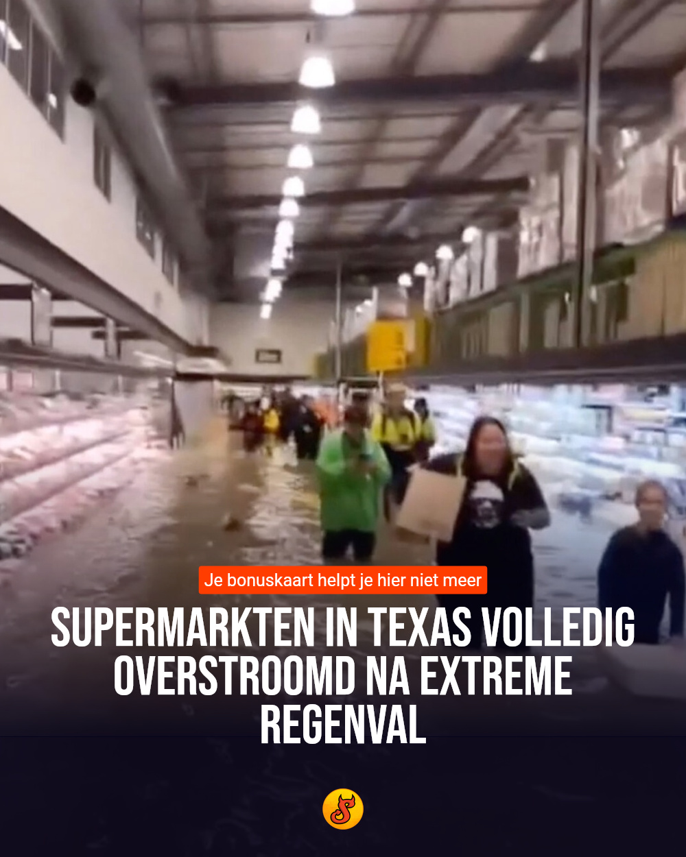 Supermarkten in Texas volledig overstroomd na extreme regenval
