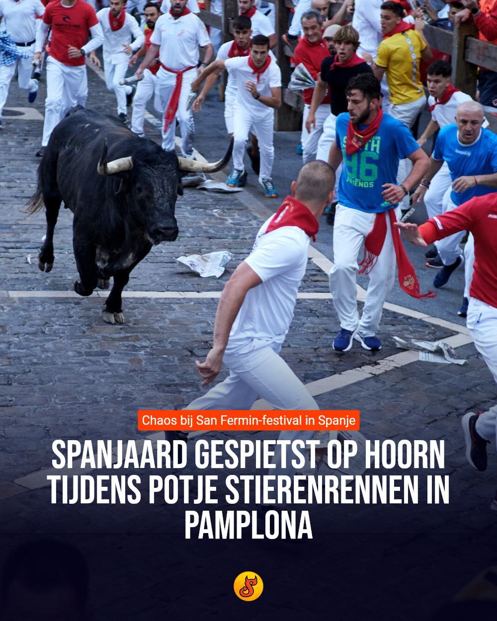 Spanjaard gespietst op hoorn tijdens potje stierenrennen in Pamplona