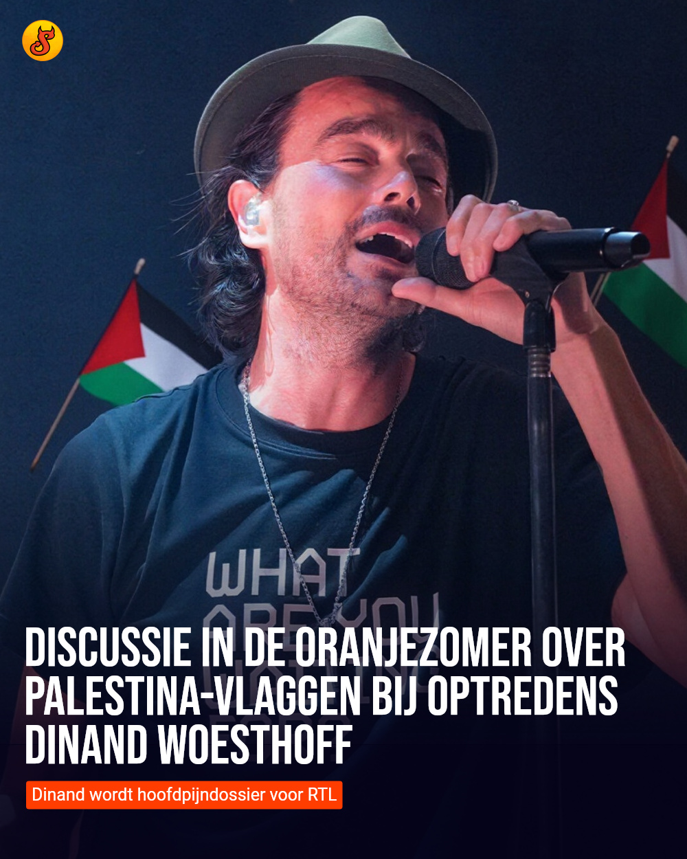 Discussie in De Oranjezomer over Palestina-vlaggen bij optredens Dinand Woesthoff
