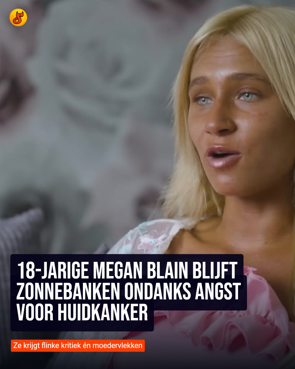18-jarige Megan Blain blijft zonnebanken ondanks angst voor huidkanker