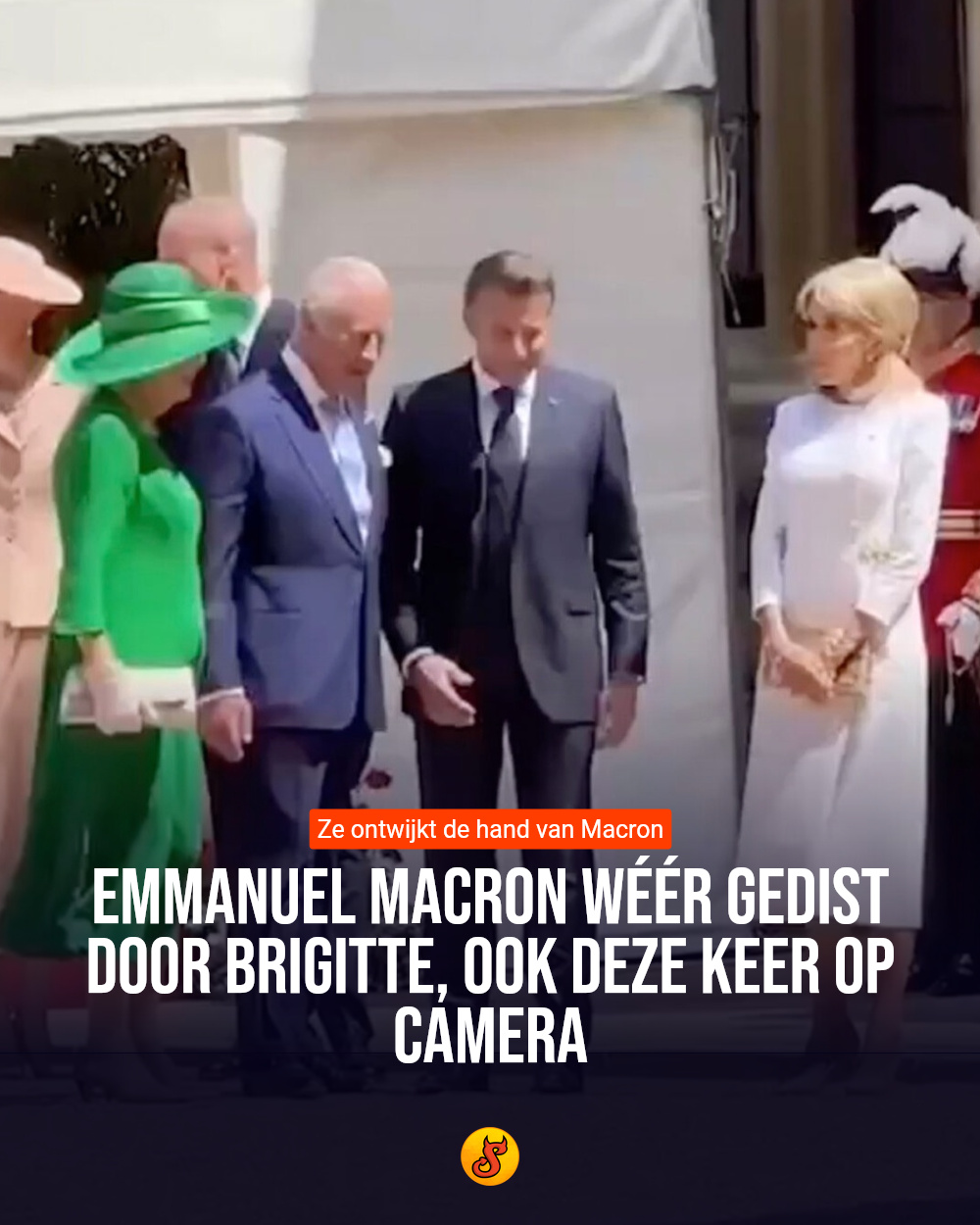 Emmanuel Macron wéér gedist door Brigitte, ook deze keer op camera