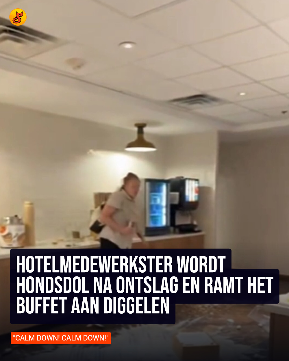 Hotelmedewerkster wordt hondsdol na ontslag en ramt het buffet aan diggelen