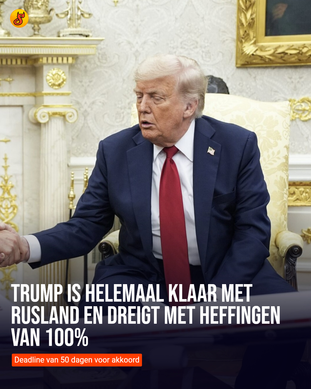 Trump is helemaal klaar met Rusland en dreigt met heffingen van 100%