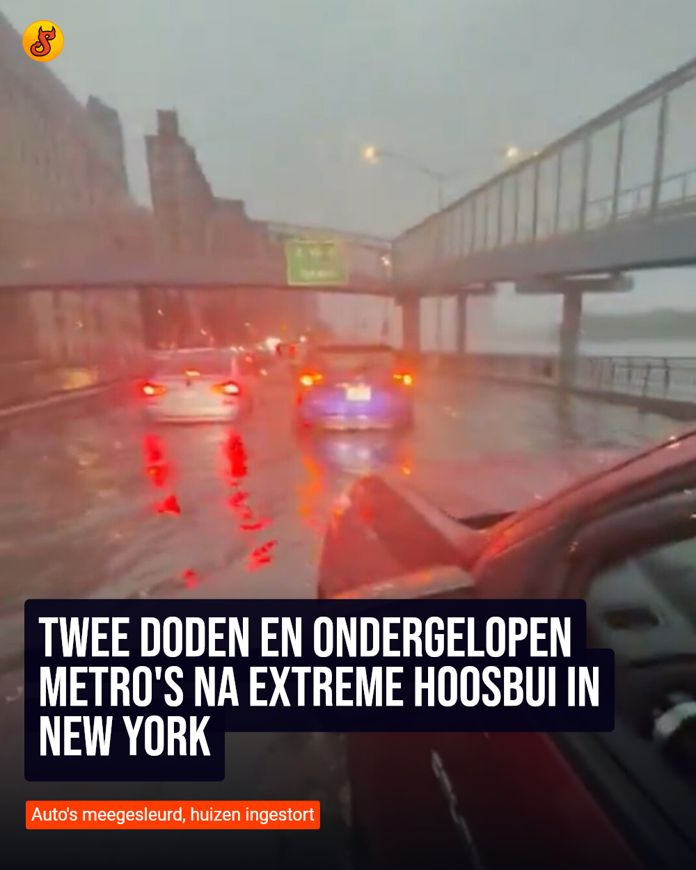 Twee doden en ondergelopen metro's na extreme hoosbui in New York