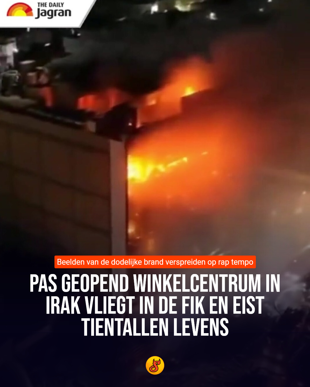 Pas geopend winkelcentrum in Irak vliegt in de fik en eist tientallen levens