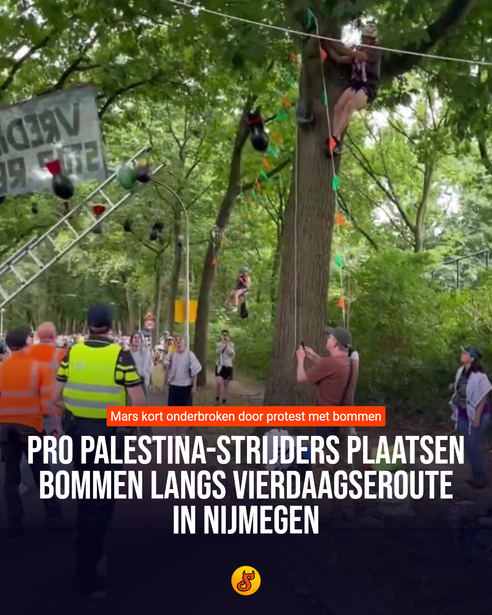 Pro Palestina-strijders plaatsen bommen langs Vierdaagseroute in Nijmegen