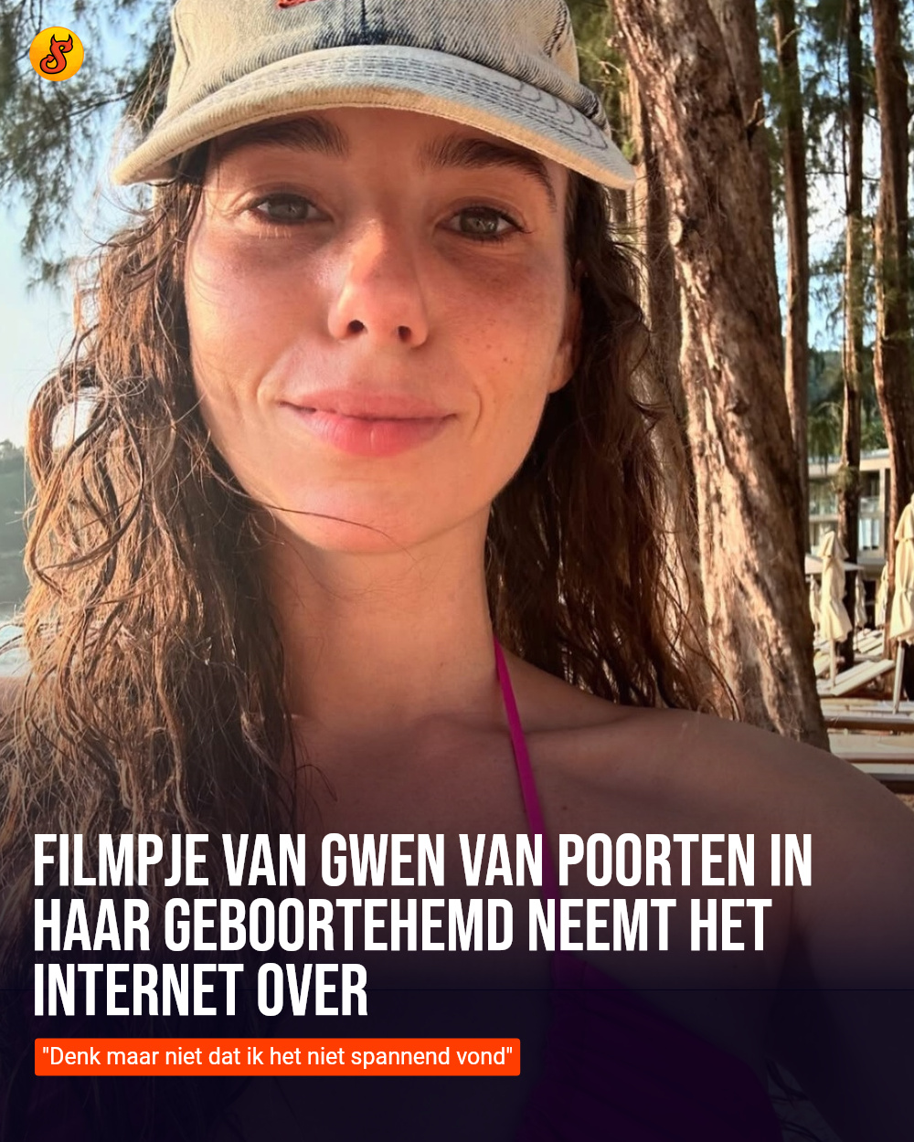 Filmpje van Gwen van Poorten in haar geboortehemd neemt het internet over