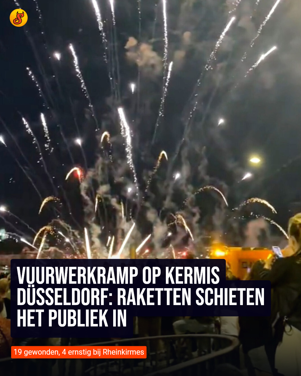 Vuurwerkramp op kermis Düsseldorf: raketten schieten het publiek in