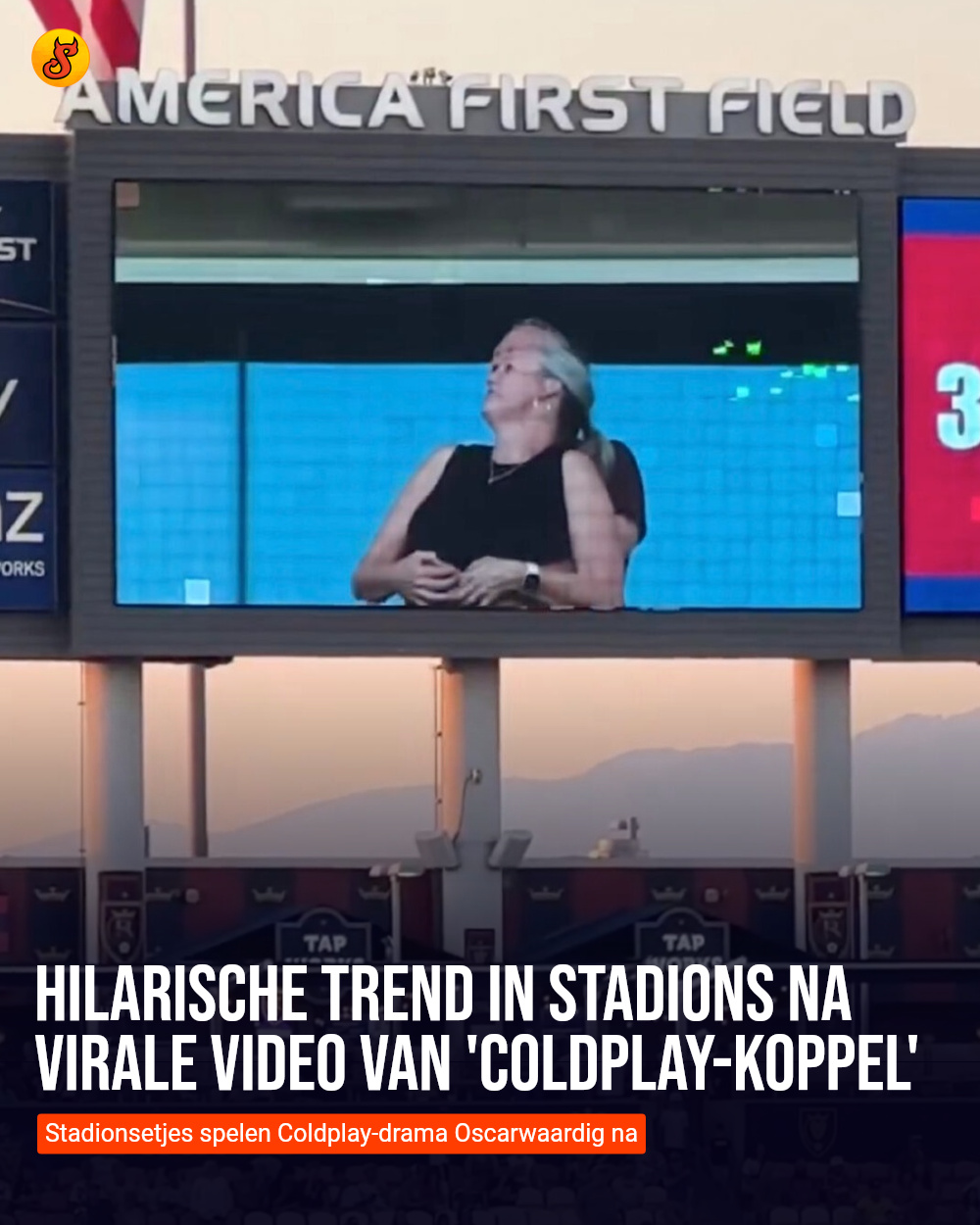 Hilarische trend in stadions na virale video van 'Coldplay-koppel'
