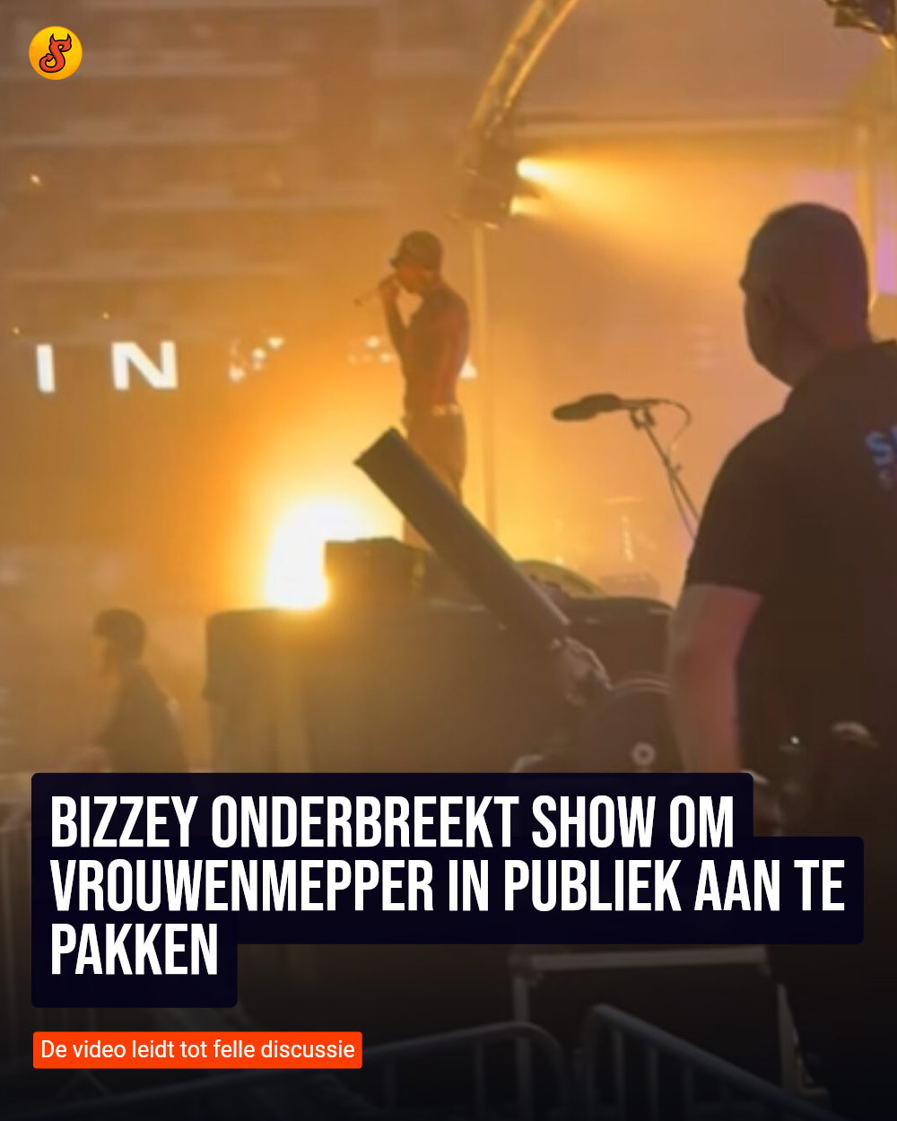 Bizzey onderbreekt show om vrouwenmepper in publiek aan te pakken