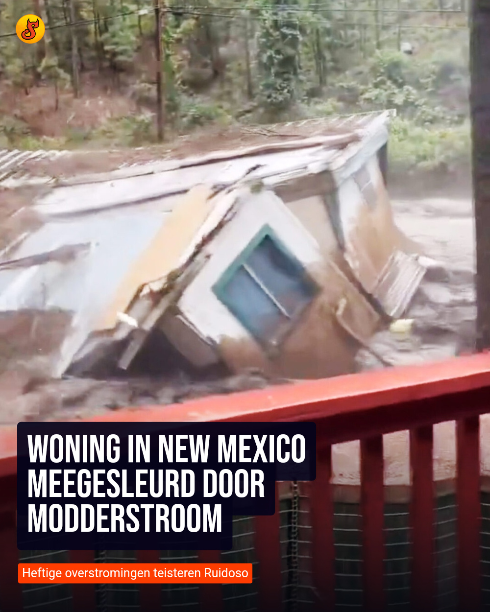 Woning in New Mexico meegesleurd door modderstroom