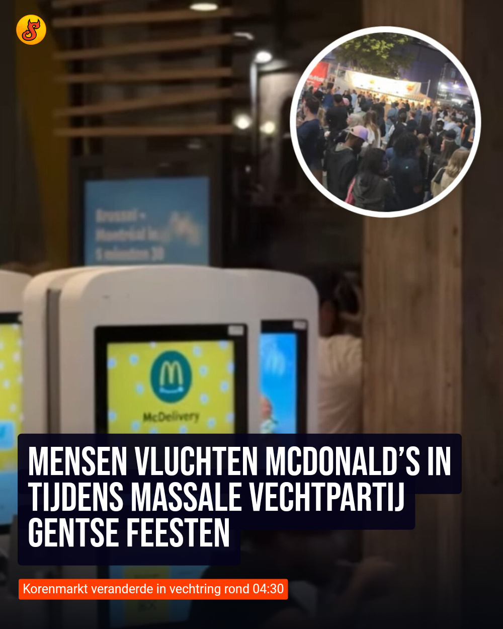 Mensen vluchten McDonald’s in tijdens massale vechtpartij Gentse Feesten