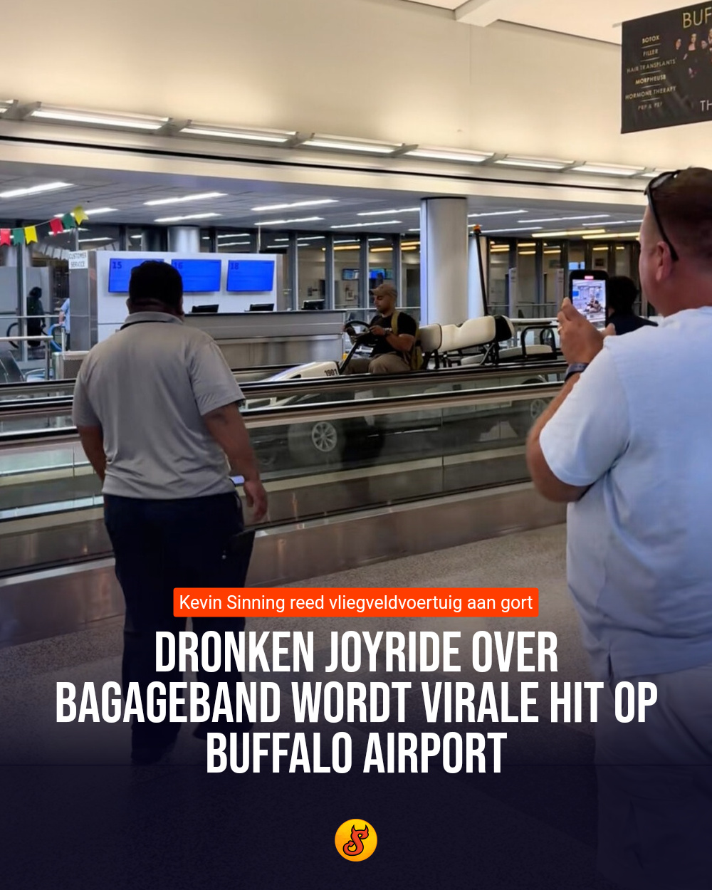 Dronken joyride over bagageband wordt virale hit op Buffalo Airport