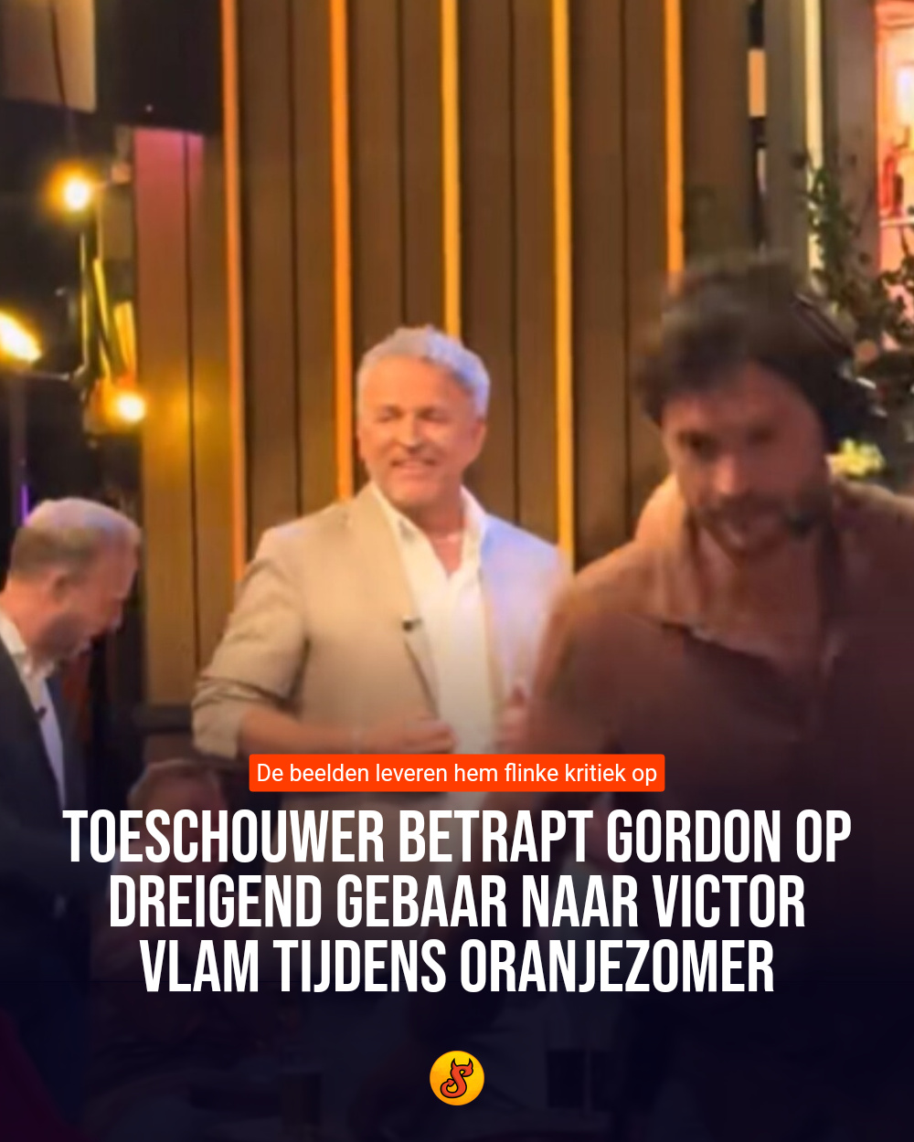 Toeschouwer betrapt Gordon op dreigend gebaar naar Victor Vlam tijdens Oranjezomer