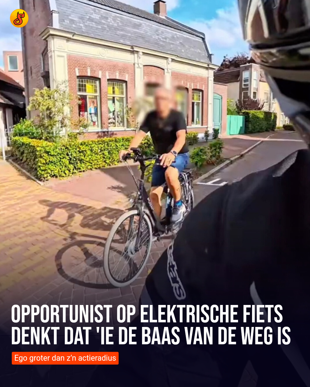 Opportunist op elektrische fiets denkt dat 'ie de baas van de weg is