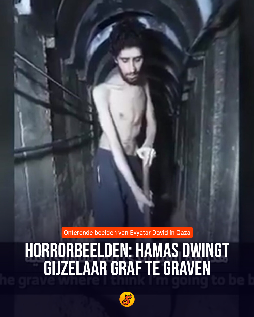 Horrorbeelden: Hamas dwingt gijzelaar graf te graven