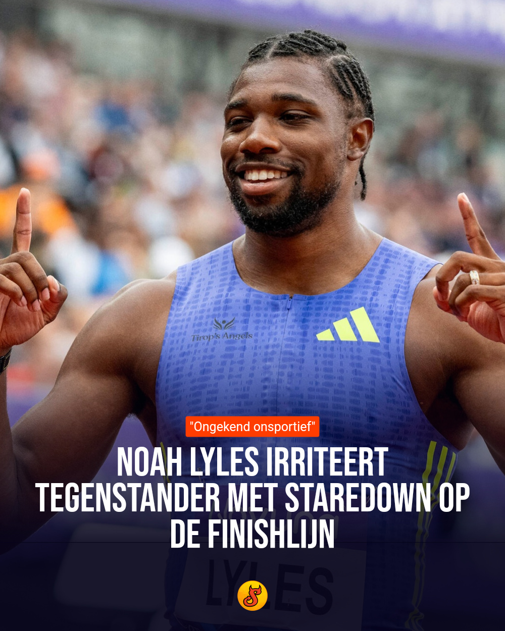 Noah Lyles irriteert tegenstander met staredown op de finishlijn