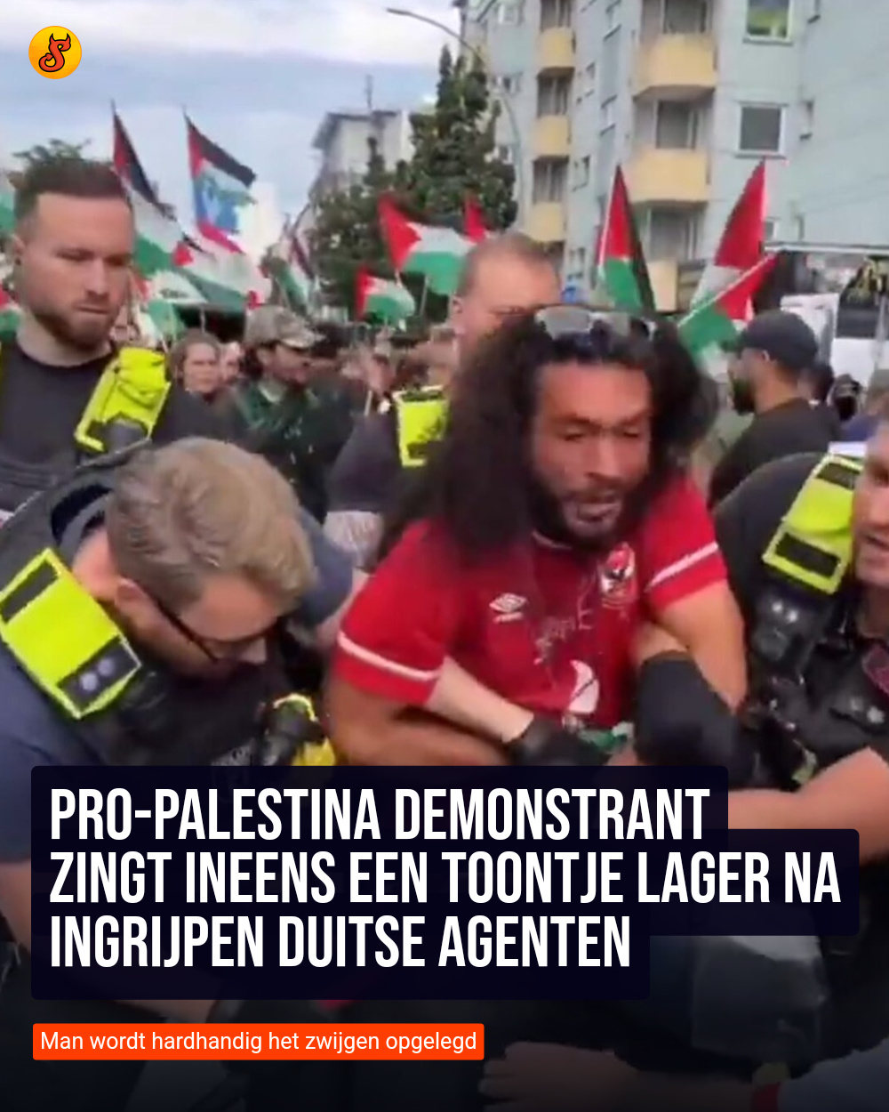 Pro-Palestina demonstrant zingt ineens een toontje lager na ingrijpen Duitse agenten
