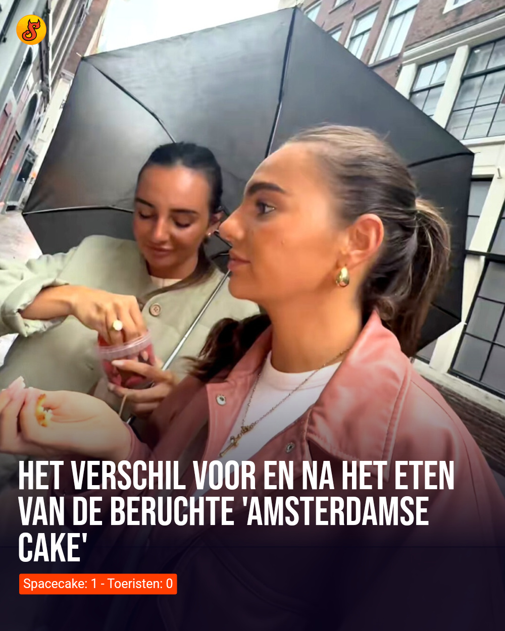 Het verschil voor en na het eten van de beruchte 'Amsterdamse cake'