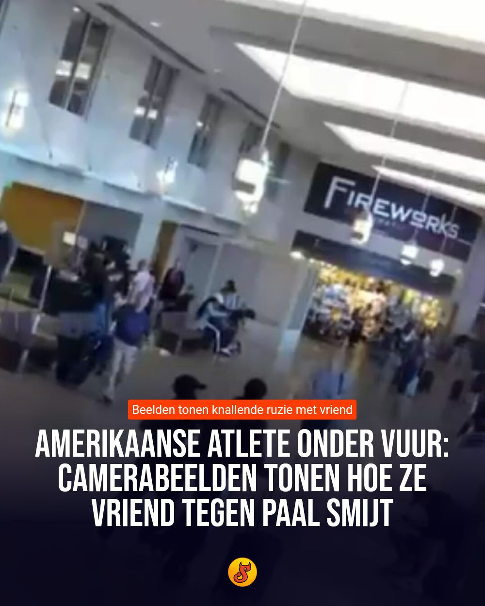 Amerikaanse atlete onder vuur: Camerabeelden tonen hoe ze vriend tegen paal smijt