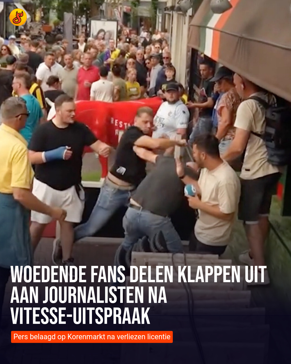 Woedende fans delen klappen uit aan journalisten na Vitesse-uitspraak
