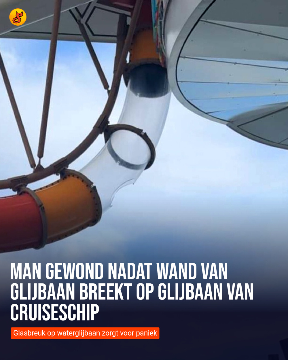 Man gewond nadat wand van glijbaan breekt op glijbaan van cruiseschip