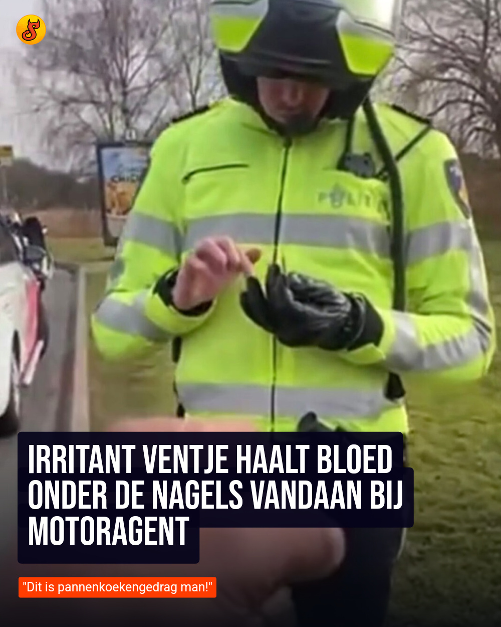 Irritant ventje haalt bloed onder de nagels vandaan bij motoragent