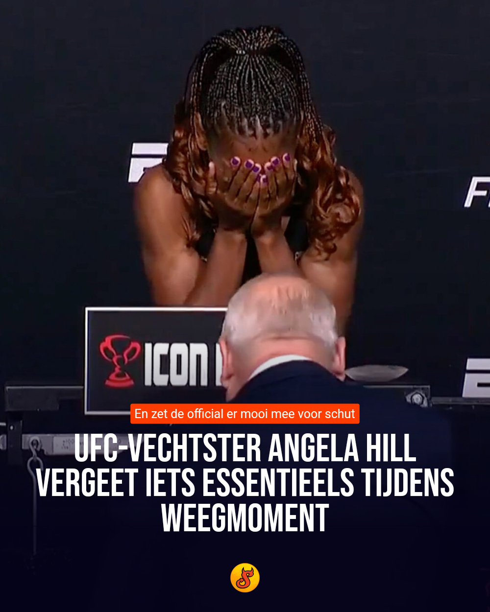 UFC-vechtster Angela Hill vergeet iets essentieels tijdens weegmoment