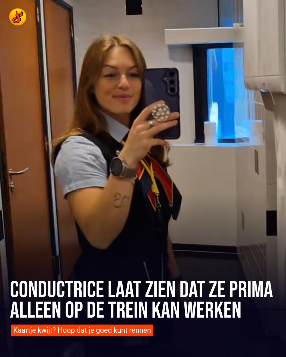 Conductrice laat zien dat ze prima alleen op de trein kan werken
